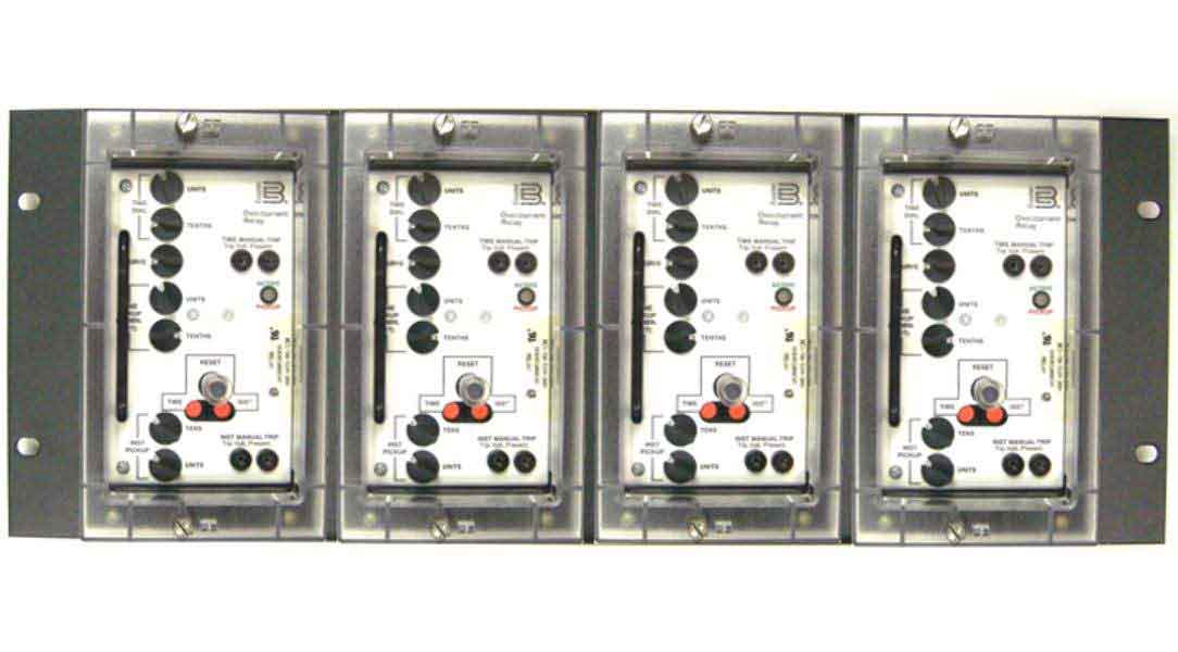 Rack mount plate to vertically mount four BE1-50/51M units, Basler p/n: 9252012001